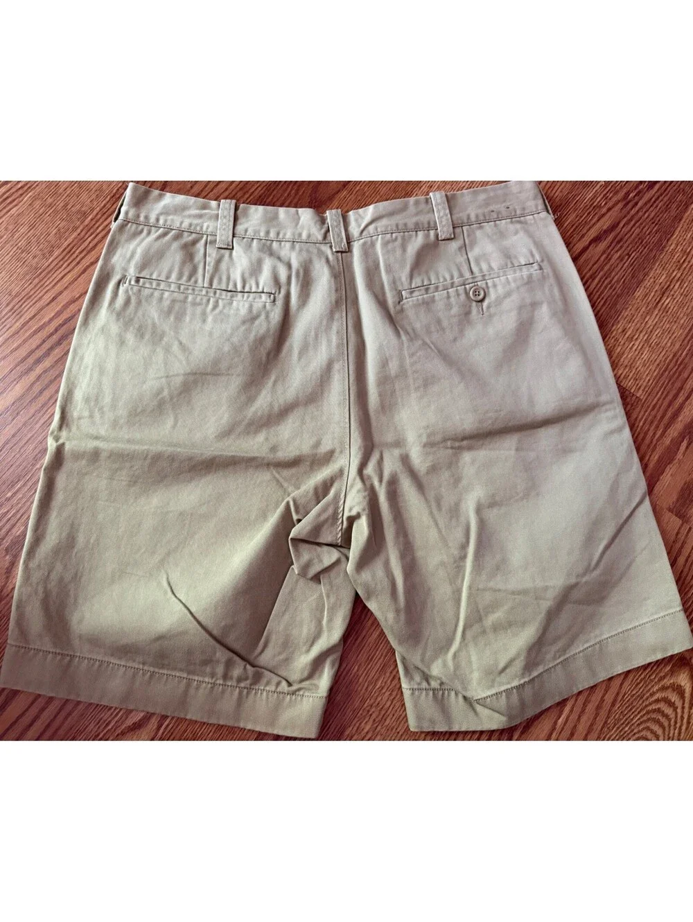 J.Crew Mens Khaki Tan Chino Shorts 100% Cotton Size 35 Flat Front Casual Twill